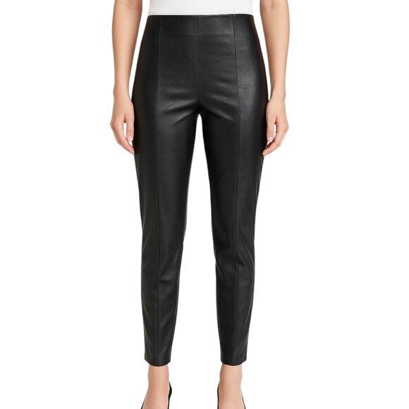 ASOS Design Black Faux Vegan Leather Skinny High Waist Trousers Pants Size 14 - Picture 1 of 7